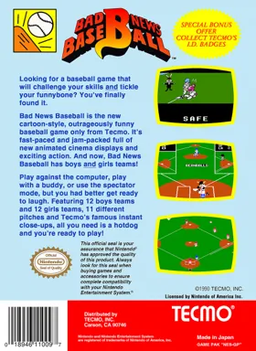 Bad News Baseball (USA) box cover back